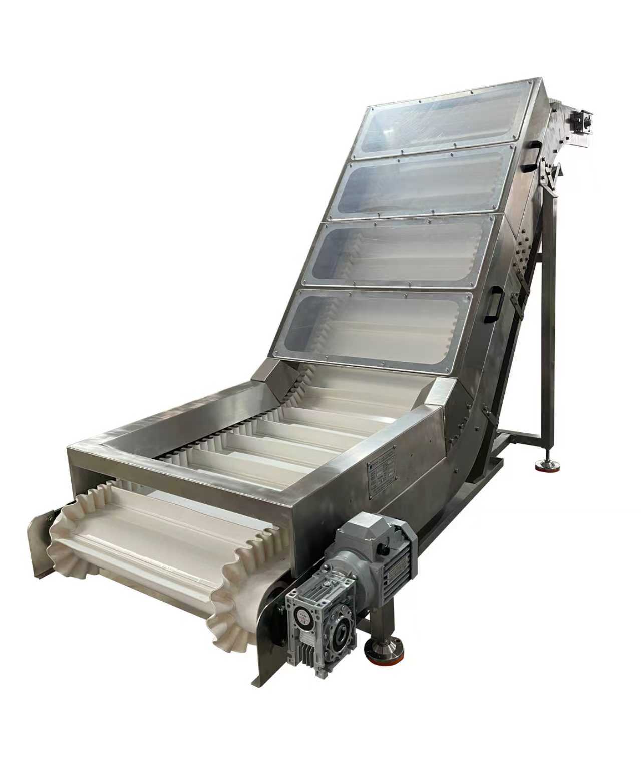 （这么用裙边输送带，设备就毁了），赶紧改正